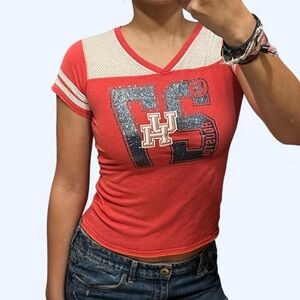 Y2K Red Jersey Baby Tee by Rivalry Threads!